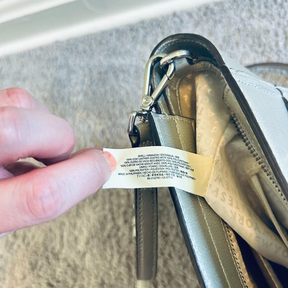 Kate Spade Small Geraldine Purse Silver Patterson Drive Bag Leather Handbag Work - Picture 6 of 9